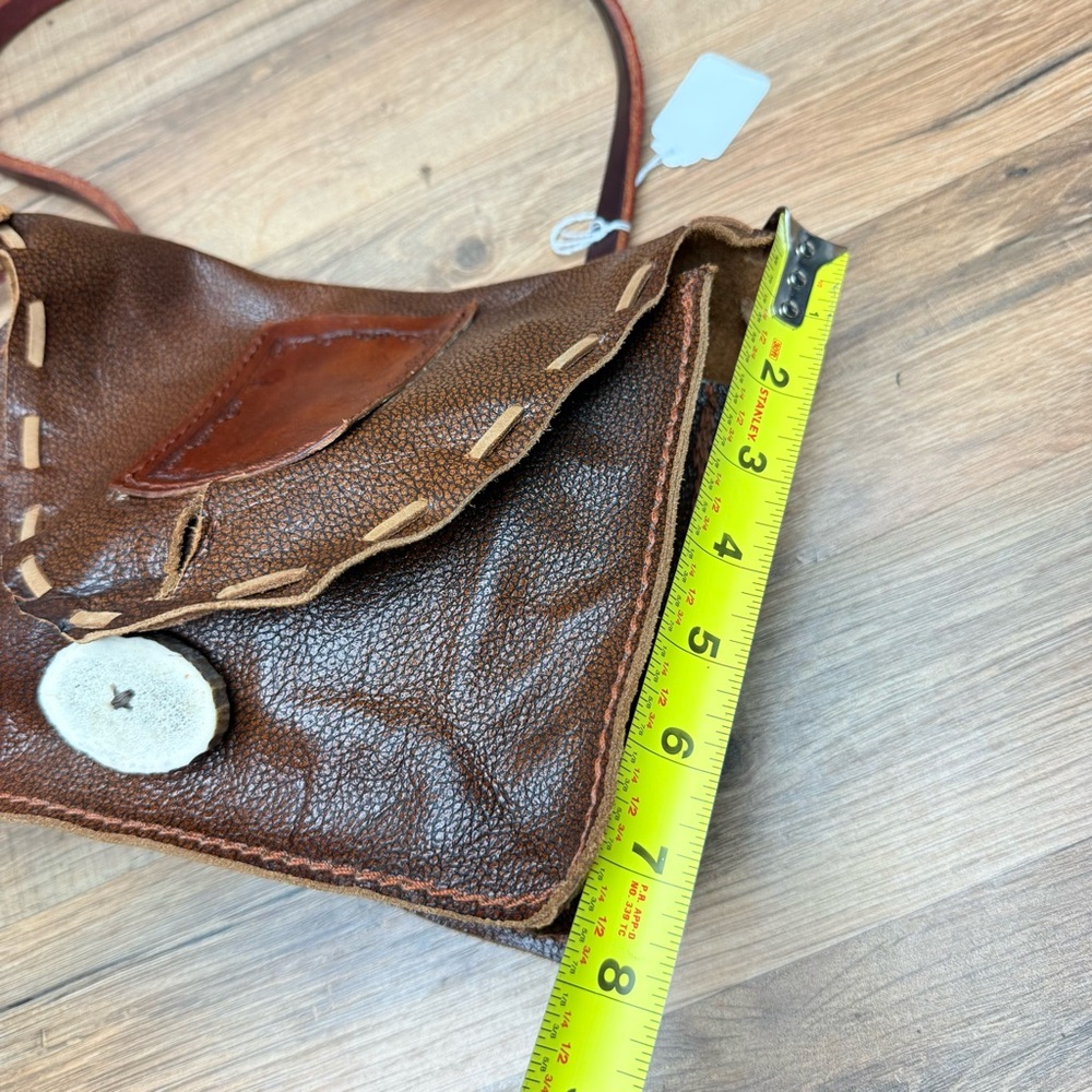 Vtg Crossbody Mini Genuine Leather Hand Tooled Embossed & Painted - Picture 7 of 10